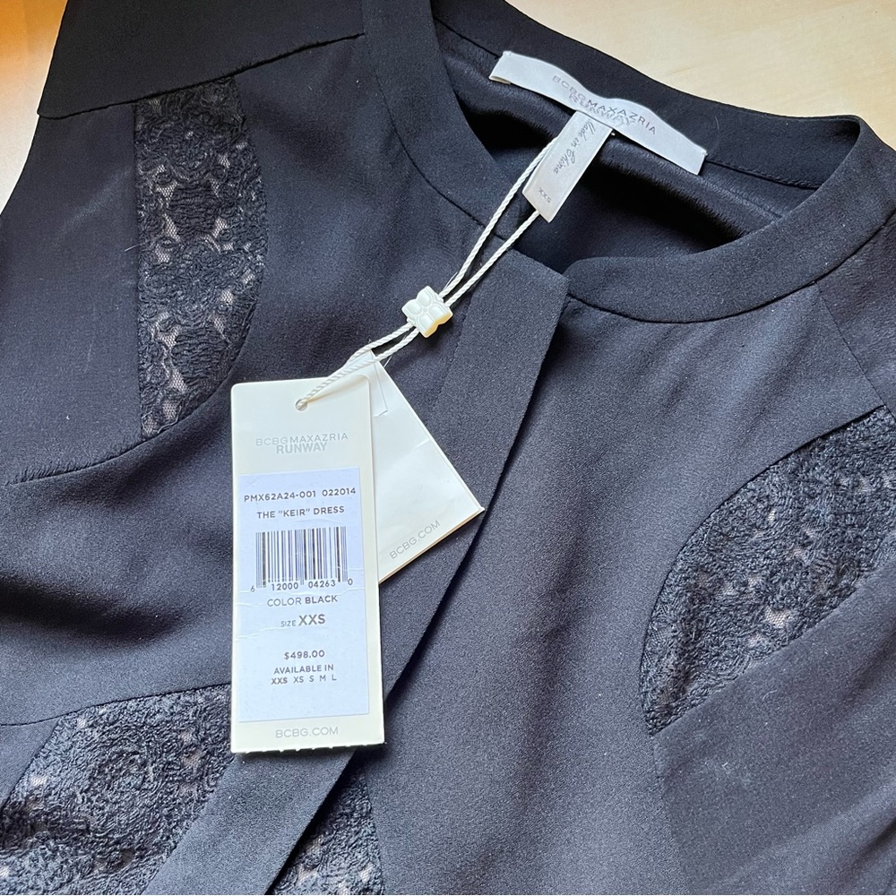 BCBGMAXAZRIA Runway The Keir Silk Midi Dress in Black Size XXS NWT Designer - Picture 6 of 7